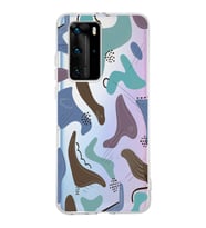 Huawei P40 Pro Uyumlu Kapak Abstrackt Tasarımlı Şeffaf Silikon Kılıf