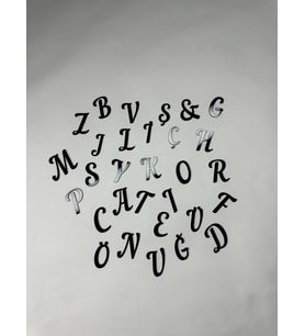Pleksi Alfabe Harfler ( Tüm Alfabe ) Yapışkanlı Siyah Renk 4 Cm