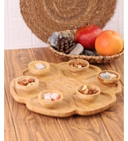 Bambum - 7 Parça Mini sosluklu Dönen Servis Tabağı