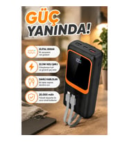 20000 mAh Dijital Ekranlı Çok Kablolu 22.5W Hızlı Şarj Powerbank