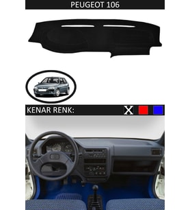 Peugeot 106 İçin Uygun Torpido Koruma Halısı Siyah Kenar Renk Siyah