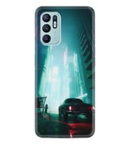 Oppo Reno 6 Kılıf Silikon Desen Özel Seri Night Cars 1619