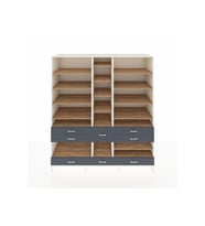 Kronos Dolap 19 Raflı 8 Çekmeceli  220x59x243 Aytaşı-Çam/Antrasit