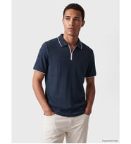 LCW Vision İndigo Standart Fit Fermuarlı Polo Yaka Erkek Triko Tişört