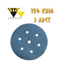 Sia 1949 Hookit 7 Delikli Cırt Zımpara 150 mm - P150 Kum - 3 Adet (Mavi)