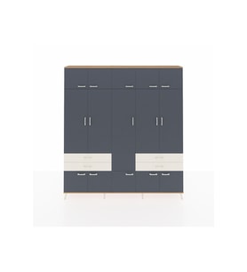 Arges Dolap 11 Raflı 4 Çekmeceli 2 Askılı 220x30x243 Çam-Antrasit/Aytaşı