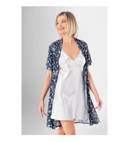 Arias Closet Şık Desenli Saten 2li Kısa Sabahlık Takımı (Çok Renkli)