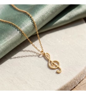 Kişiye Özel 925 Ayar Gümüş Sol Anahtarı Figürlü Kolye (Gold)