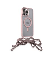 İphone 12 Pro Max Kılıf Divo Lazer Askılı Magsafe Kapak - Pembe