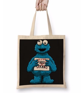 Monster Cookies Cookie Kurabiye Canavarı Bez Çanta Uzun Saplı