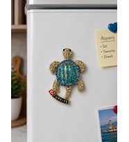 Magnet Kaplumbağa Buzdolabı Süsü 8x6 CM – Taş İşlemeli Dekoratif Türkiye Hediyelik Magnet