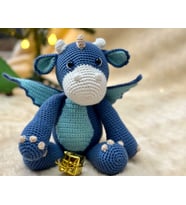 El Örgüsü Amigurumi Dinazor Oyuncak (Mavi)
