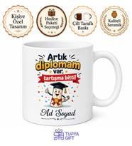 İsme Özel Diploma Temalı Komik Kupa Bardak Mezuniyet Hediye Baskılı