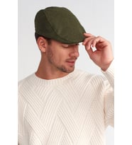 Erkek Yün Flat Cap Kasket Peaky Blinders Şapka (Haki)