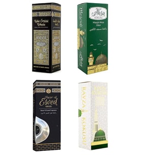 4 Adet Kabe Örtüsü Kokusu Mescidi Aksa Kokusu Medine Ravza Kokusu Ve Hacerul Esved 400 Ml. (Çok Renkli)