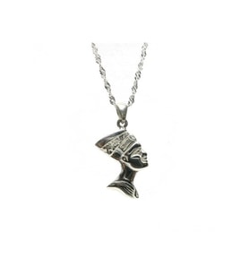 Gümüş Kolye - Antik Mısır Nefertiti Küçük 925 Ayar Gümüş Sevgiliye,anneye,eşe,arkadaşa Hediye Kolye