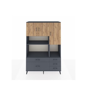 Hyperion Dolap 8 Raflı 5 Çekmeceli 3 Kapaklı 132x44x195 Antrasit-Çam/Antrasit