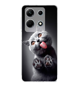PrintiFy İnfinix Note 30 ile Uyumlu Kedi 2 Kamera Korumalı Şeffaf Kılıf