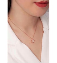 925 Ayar Gümüş Rose Kaplama Beyaz Renkli Lotus Çiçeği Kolye