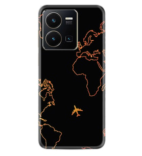 Vivo Y22 Kılıf Silikon Desen Özel Seri Harita ve Uçak 1777