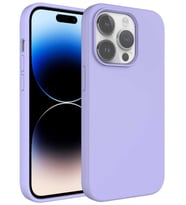 iPhone 14 Pro Max Kılıf Sıvı Teknolojili Silinebilir Kamera Çıkıntılı Lansman Sert Silikon (Lila)