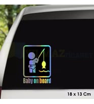 Baby On Board Arabada Bebek Var Hologram Oto Sticker Cam Araba Yapıştırma Çıkartma Etiket 18 X 13 Cm