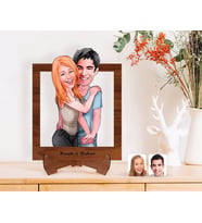 BK Gift Kişiye Özel Sevgililer Karikatürlü Ahşap Standlı 3D Biblo-85 (Beyaz)