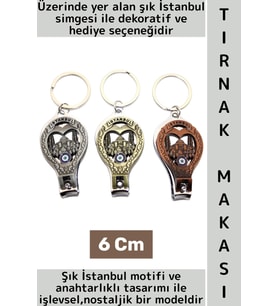 Dekoratif Hediye Kişisel El Ayak Bakım Şık İstanbul Motifli Anahtarlık Tasarımlı Tırnak Makası 6 Cm