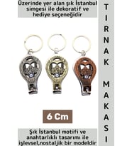 Dekoratif Hediye Kişisel El Ayak Bakım Şık İstanbul Motifli Anahtarlık Tasarımlı Tırnak Makası 6 Cm