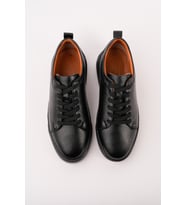 Muggo LEONS Hakiki Deri Erkek Kalın Taban Bağcıklı Günlük Casual Sneaker (Siyah)