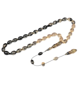 Arpa Kesim 11x8 mm Ateş Kehribar Sistem Püsküllü Tesbih