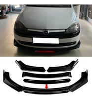 Opel Corsa C Siyah Renkli Şeritli Dilli Ön Lip 4 Prç Parlak Siyah ABS