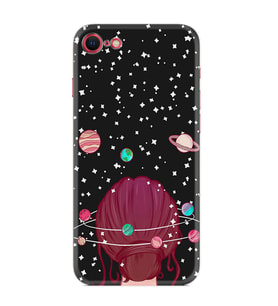 Apple iPhone 5 6 7 8 Plus Se XR Kılıf Desemli Silikon Space Woman 1311