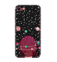 Apple iPhone 5 6 7 8 Plus Se XR Kılıf Desemli Silikon Space Woman 1311