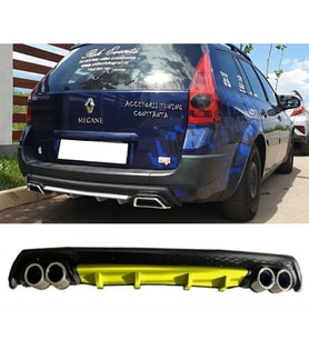 Renault Megane 2 SW Sarı Difüzör Çiftli Yuvarlak Egzoz Görünümlü D Tip Difizör 2002 - 2009