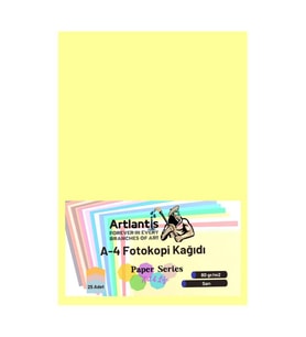 Sarı Renkli A-4 Fotokopi Kağıdı 25 li 1 Paket Artlantis Fotokopi Renkli A4 Kağıdı