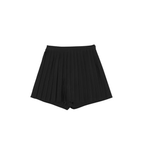 Önü Pileli Mini Şort Etek 21y13213 (Siyah)