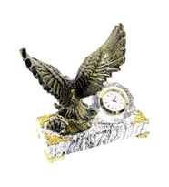 İsminize Özel Saatli Gold Kartal Heykeli  Mermer Tasarımlı İsimli Kaideli (Model 1)