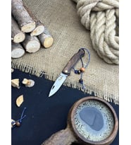 Piknik Çakısı Kamp Outdoor Bıçağı Deri Kılıf Hediyeli Ceviz Ağacı Saplı Köpekbalığı Bıçak