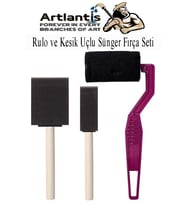 Rulo ve Kesik Uçlu Sünger Fırça Seti 1 Paket Akrilik Boya Yağlı Boya Guaj Boya Sulu Boya Sanatsal (Siyah)