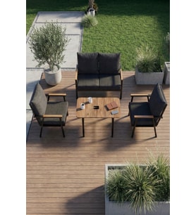 Metal Bahçe Oturma Grubu Minderli Gri 4 lü Set