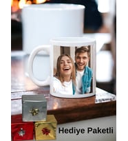 Kişiye Özel Resimli 2 Fotoğraflı Baskılı Beyaz Kupa Bardak Hediyelik