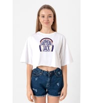 My Hero Academi Anime Earphone Jack Beyaz Kadın Crop Tshirt