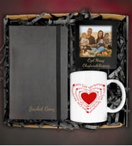 Kişiye Özel Defter&Tasarım Kupa&Kişiye Özel Fotoğraflı Çerçeve Hediye Seti