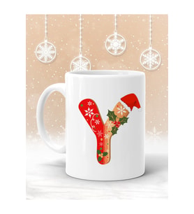 Y Harf Baskılı Yılbaşına Özel Kupa Bardak - Yılbaşı Kupa - Noel Hediye - Yılbaşı Hediyesi