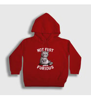 Presmono Unisex Çocuk Kırmızı Not Fast Just Furious Cat Kedili Kapüşonlu Sweatshirt 460601tt (Kırmızı)
