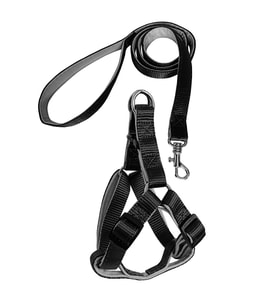 Gezdirme Kayışlı Dokuma Köpek Göğüs Tasma Seti 52*73-110 cm Siyah