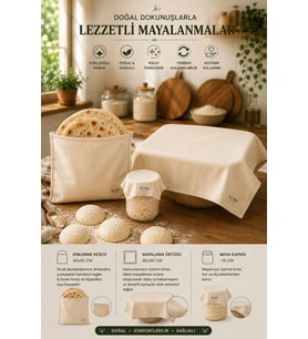 Doğal Mayalama Seti – Pamuklu Hamur Dinlendirme ve Mayalama Seti