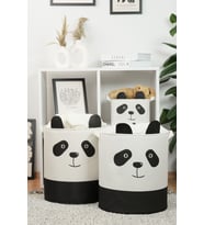 Panda Tasarımlı 2' Li Bebek Çocuk Odası Düzenleyici Saklama Kutusu Oyuncak Kirli Sepeti 37x40 (Standart)