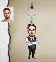 Kişiye Özel Patron Karikatürlü  Ahşap Anahtarlık Bay-22-Eco